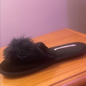 Victoria's Secret Black Pom Pom Slide Slippers